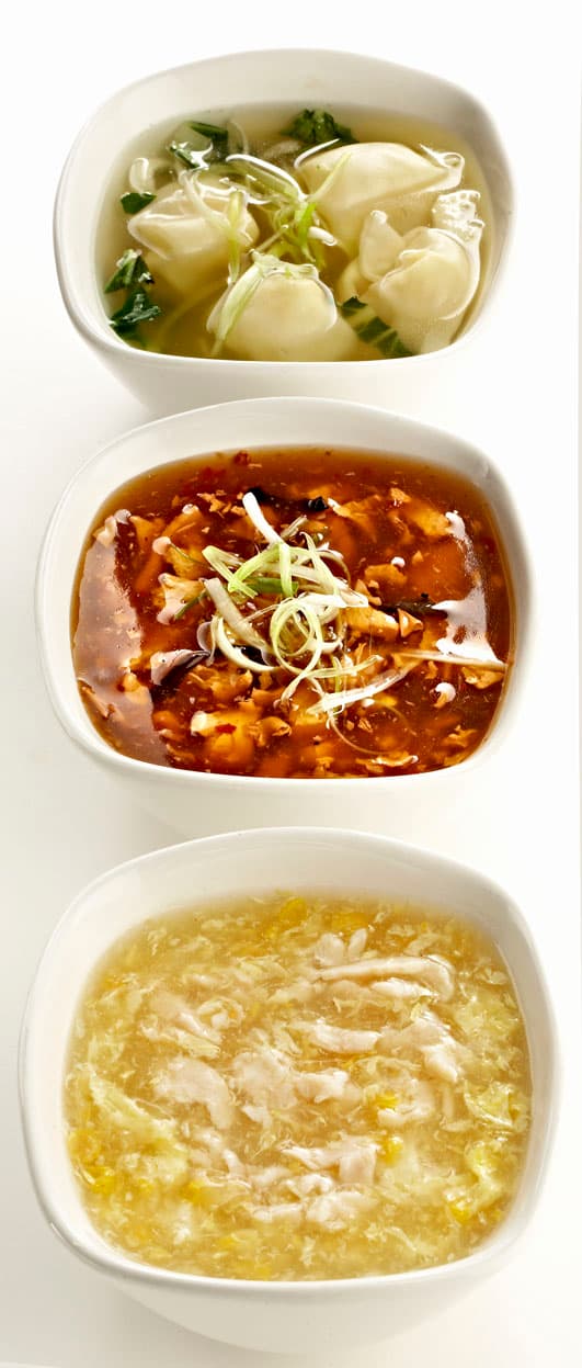 Plated noodle and entrée assortment